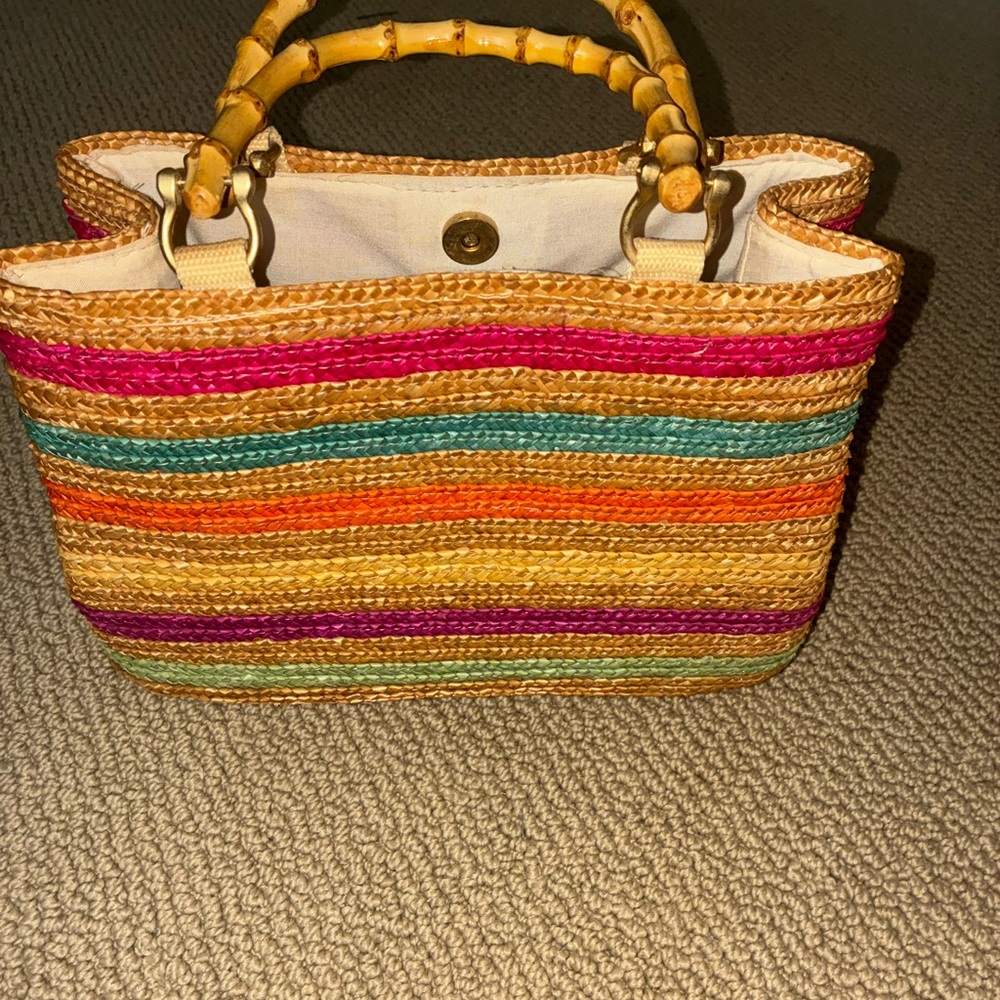 Colorful Striped Straw Bag